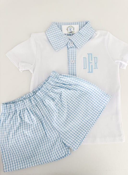BOYS SHORT SLEEVE PLAID POLO