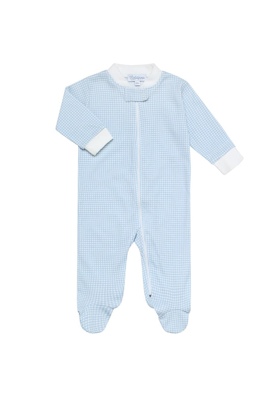 Blue Gingham Footie