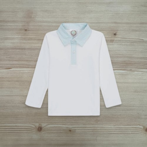BOYS LONG SLEEVE PLAID POLO